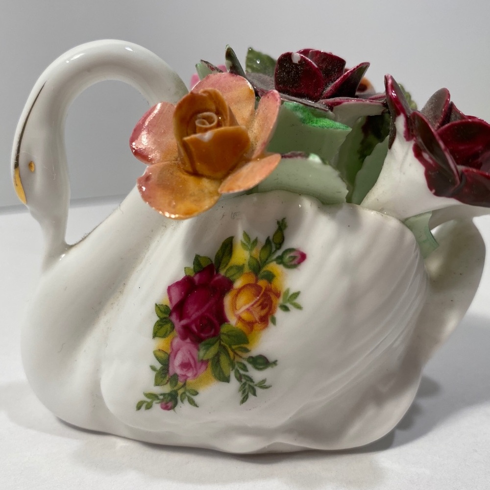 Swan w/flowers made in England by Royal Albert